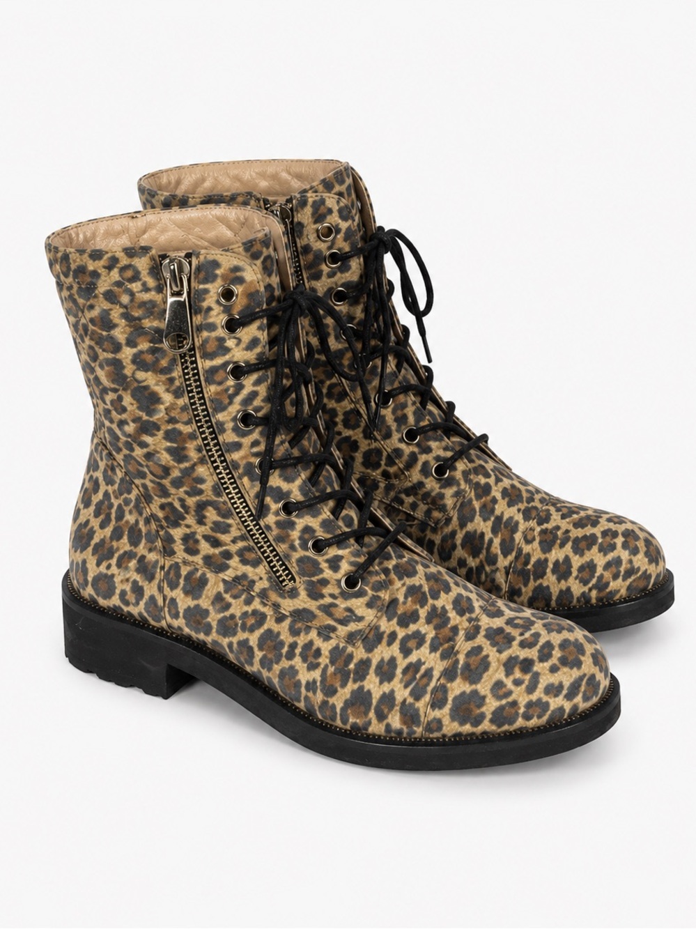 Ron White Weatherproof Leopard Print Ankle Boots Black Laces Combat Size 41